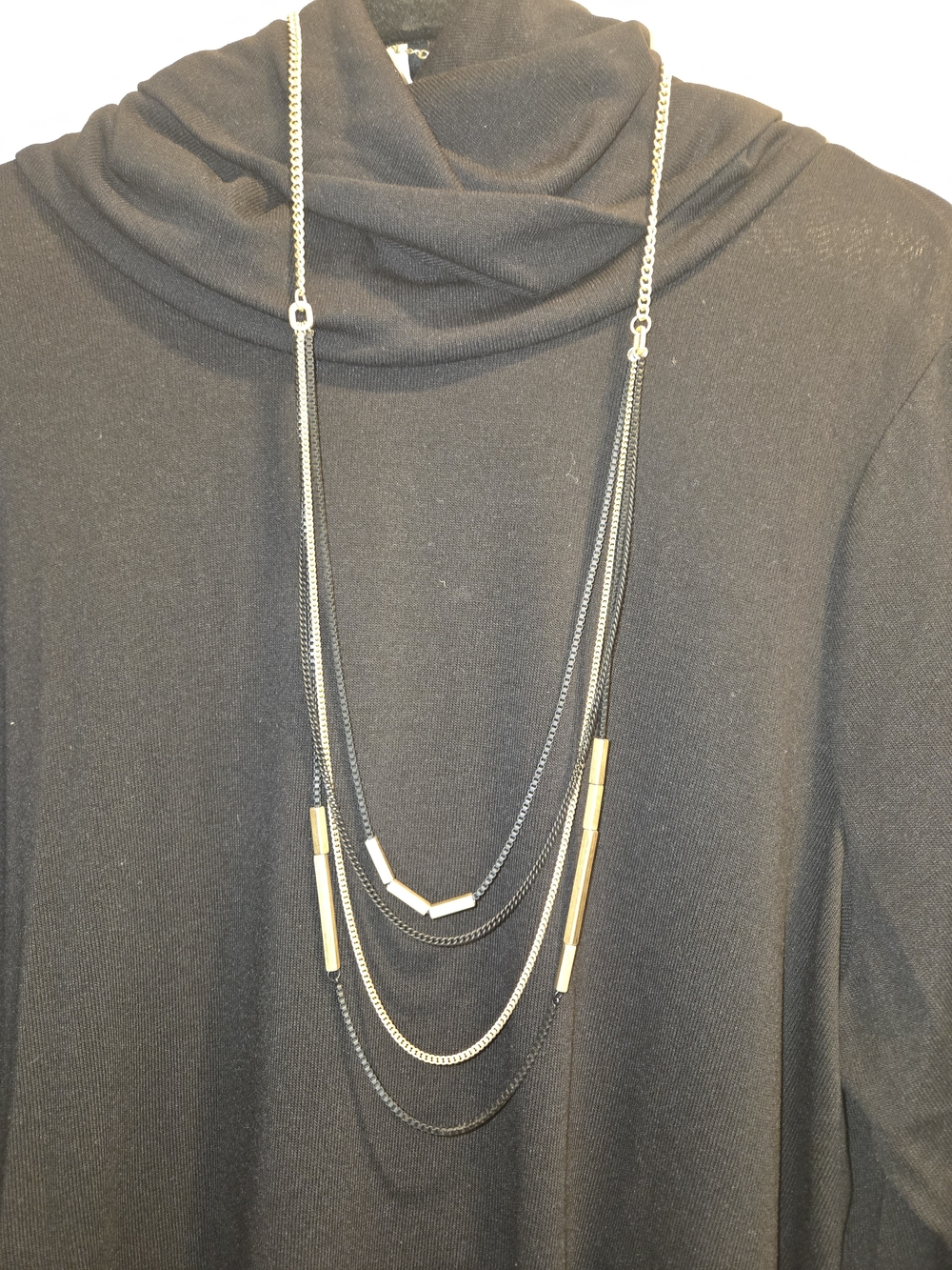 Lia Sophia Layered Gold and Black Multi-Strand Necklace - Women Jewelry